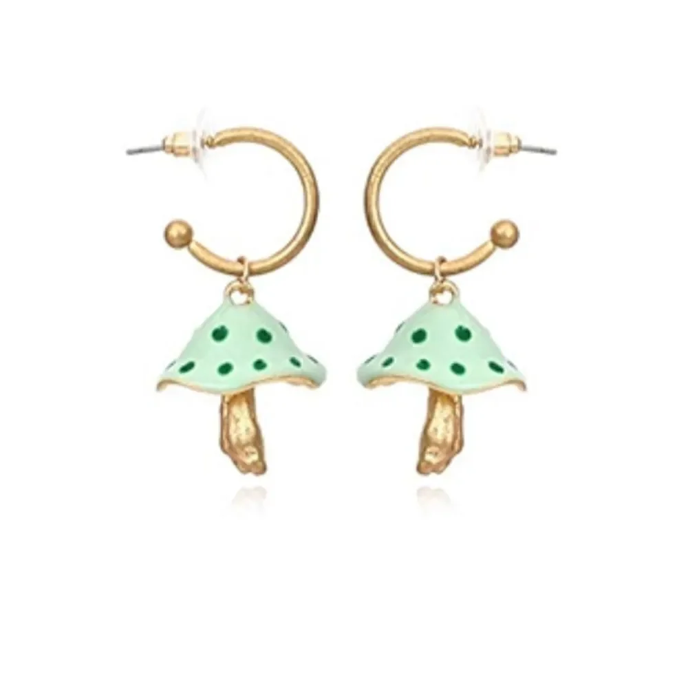 Green mushroom hoop earrings M184